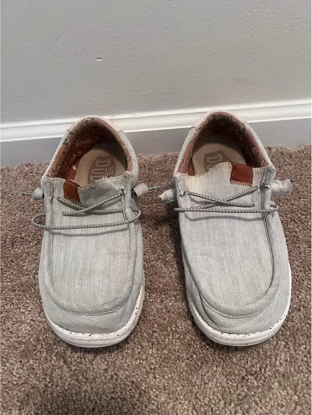 Hey Dude Wally washed Canvas grey mens size 8